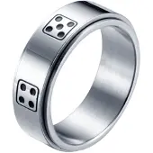 LGT JWLS Stalen mannen ring Dobbelsteen spinner Zilver-18mm