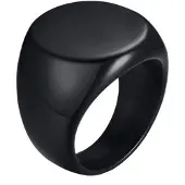 Mendes Stalen heren ring Ronde Zegel Zwart-18mm