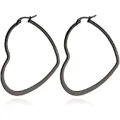 Cilla Jewels Dames oorringen Edelstaal Zwart hartje-60mm