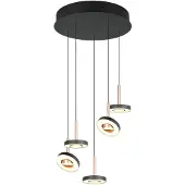 Trio Select , Hanglamp Guano mat zwart/coffee 5 x 8 watt
