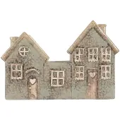 Clayre & Eef Waxinelichthouder Huis 22x9x15 cm Groen Keramiek