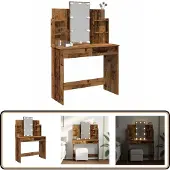 vidaXL Kaptafel met LED-verlichting 96x40x142 cm oud houtkleurig