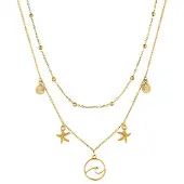 LGT JWLS Multi Layer dames ketting Ocean Shell Starfish Goudkleurig