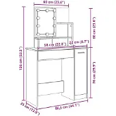 vidaXL Kaptafel met LED-verlichting 86,5x35x136 cm oud houtkleurig