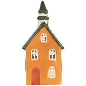Clayre & Eef Waxinelichthouder Huis 10x7x21 cm Oranje Keramiek