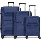 Stratic Shine 4 wielen Kofferset 3-delig met uitbreidingsplooi blauw