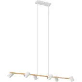 QAZQA Moderne hanglamp hout print met wit 6-lichts - Jeana Straight