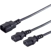 S-Impuls 2x C13 - C14 Y-stroomkabel | 1m + 2x 0,80m | 3x 1,00mm | zwart | 1,8 meter