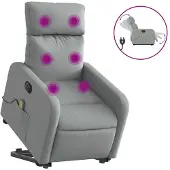 vidaXL Sta-op-massagestoel elektrisch verstelbaar stof lichtgrijs