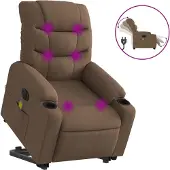 vidaXL Sta-op-massagestoel elektrisch verstelbaar stof bruin