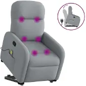 vidaXL Sta-op-massagestoel verstelbaar stof lichtgrijs