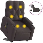 vidaXL Sta-op-massagestoel elektrisch verstelbaar stof donkerbruin