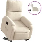 vidaXL Sta-op-stoel elektrisch verstelbaar microvezelstof beige