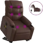vidaXL Sta-op-massagestoel elektrisch kunstleer bruin