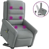 vidaXL Sta-op-massagestoel verstelbaar stof lichtgrijs