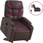 vidaXL Sta-op-massagestoel elektrisch kunstleer bruin