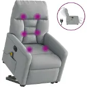 vidaXL Sta-op-massagestoel elektrisch verstelbaar stof lichtgrijs
