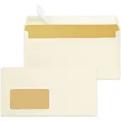 Mailmedia envelop vanille, 110x220 mm, zelfkl., 80 g/m2, venster li. 45x90 mm, 1.000 st