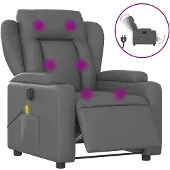 vidaXL Massagestoel verstelbaar elektrisch kunstleer grijs