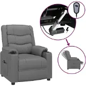 vidaXL Fauteuil verstelbaar elektrisch kunstleer grijs