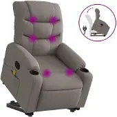 vidaXL Sta-op-massagestoel verstelbaar stof taupe