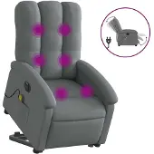 vidaXL Sta-op-massagestoel elektrisch verstelbaar stof donkergrijs