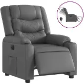 vidaXL Fauteuil verstelbaar elektrisch kunstleer grijs