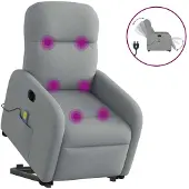 vidaXL Sta-op-massagestoel elektrisch verstelbaar stof lichtgrijs