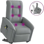 vidaXL Sta-op-massagestoel verstelbaar stof lichtgrijs
