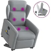 vidaXL Sta-op-massagestoel verstelbaar stof lichtgrijs