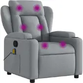 vidaXL Massagestoel verstelbaar stof lichtgrijs