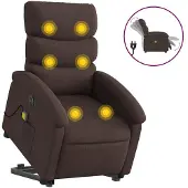 vidaXL Sta-op-massagestoel elektrisch verstelbaar stof donkerbruin