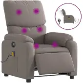 vidaXL Massagestoel elektrisch verstelbaar stof taupe