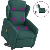 vidaXL Sta-op-massagestoel elektrisch verstelbaar stof donkergroen