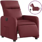 vidaXL Fauteuil verstelbaar elektrisch kunstleer wijnrood