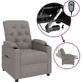 vidaXL Fauteuil verstelbaar elektrisch stof taupe