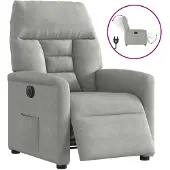 vidaXL Fauteuil verstelbaar elektrisch microvezelstof lichtgrijs