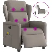 vidaXL Massagestoel elektrisch verstelbaar stof taupe