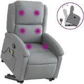 vidaXL Sta-op-massagestoel verstelbaar stof lichtgrijs