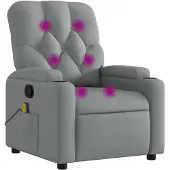 vidaXL Massagestoel verstelbaar stof lichtgrijs