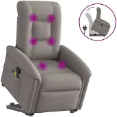 vidaXL Sta-op-massagestoel verstelbaar stof taupe