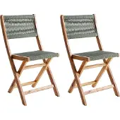 Beliani PROSSEDI - Set van 2 tuinstoelen - Groen - Acaciahout