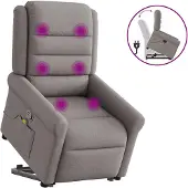 vidaXL Sta-op-massagestoel verstelbaar stof taupe