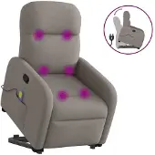 vidaXL Sta-op-massagestoel verstelbaar stof taupe