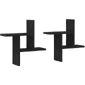 vidaXL Wandplanken 2 stuks Zwart Eiken 38x12x38 cm Bewerkt Hout