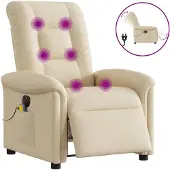 vidaXL Massagestoel elektrisch verstelbaar stof crèmekleurig