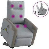 vidaXL Sta-op-massagestoel verstelbaar stof lichtgrijs