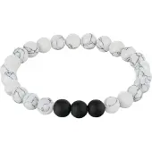 Memphis Kralen armband Heren Howliet Agaat Wit Zwart