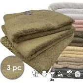 ISleep Deluxe Handdoek - 3 Stuks - 60x110 cm - Olijf Groen