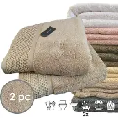 ISleep Deluxe Badlaken - 2 Stuks - 70x140 cm - Taupe